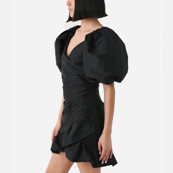 NWT Misa Los Angeles Sybil Black Ruched Mini Dress Large - Picture 2 of 10